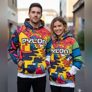 PYLON All-Over Print Hoodie Colorful Abstract Graffiti Art Adult M Football